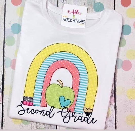 Customizable Pencil Rainbow Applique Tee