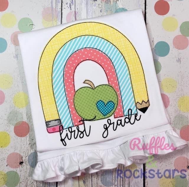 Customizable Pencil Rainbow Applique Tee