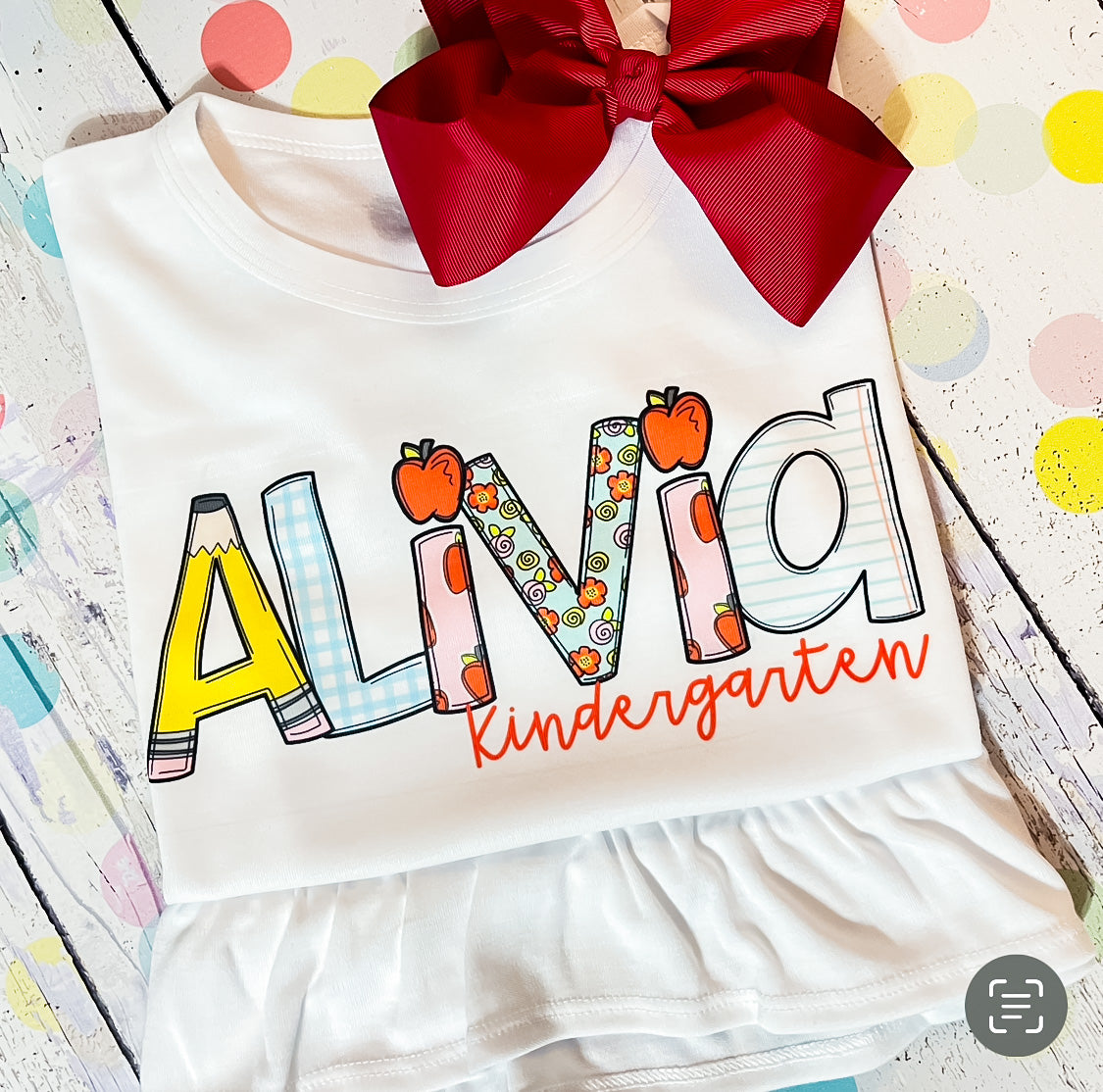 School Print Name Tee - Floral
